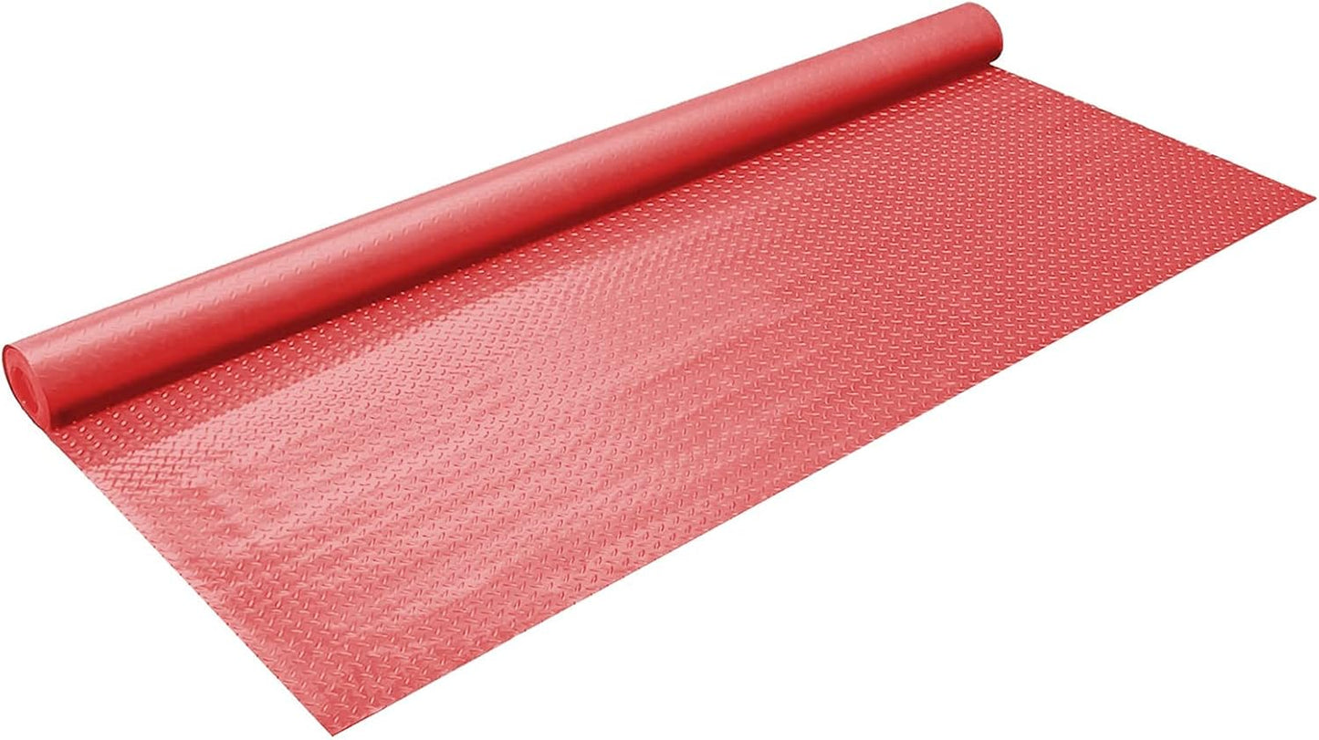 Boshen 5Ft x 12Ft Garage Floor Mat 2.5mm Thickened Rubber Flooring Roll 60sqft Diamond Plate PVC Rubber Trailer Mat Non-Slip Floor Protector Mat for Garage Warehouse Basement Trailer - Red