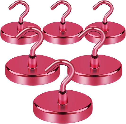 LOVIMAG Cruise Essentials, 150Lbs Cruise Door Magnets, Red Magnet Hooks for Cruise Cabin Strong Magnetic Hooks for Hanging, Refrigerator, Celling -6 Pack