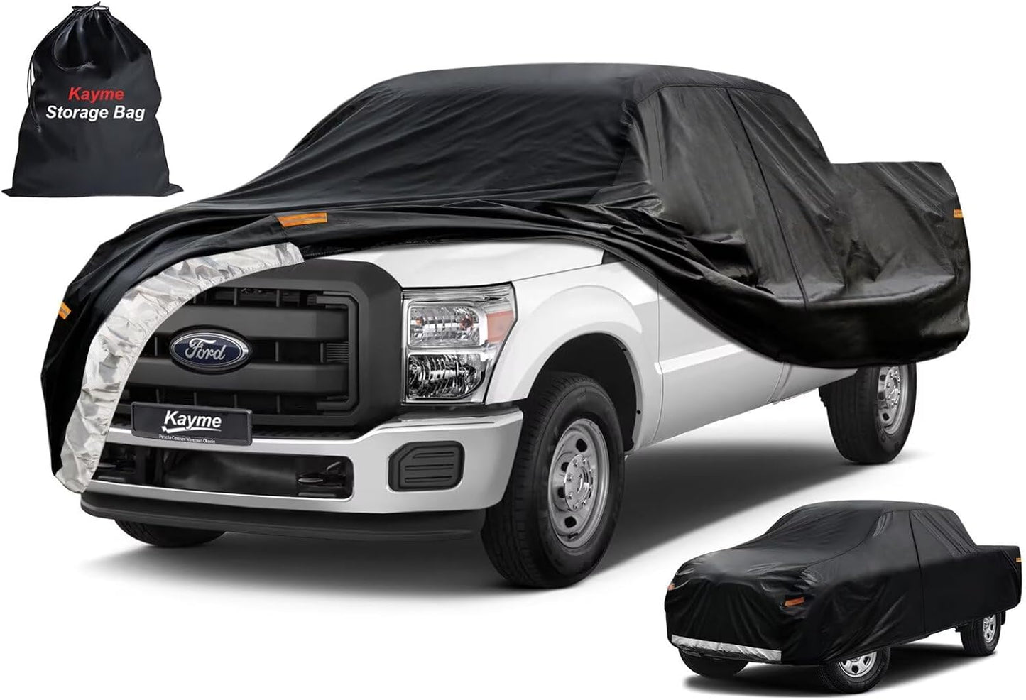 Kayme Truck Cover Custom Fit Ford F-250(1999-2025) Crew Cab/Super Cab Short Bed. Full Exterior Heavy Duty Outdoor Pickup Truck Car Cover Waterproof All Weather.Car Tarp for Wind Sun Dust Protection.