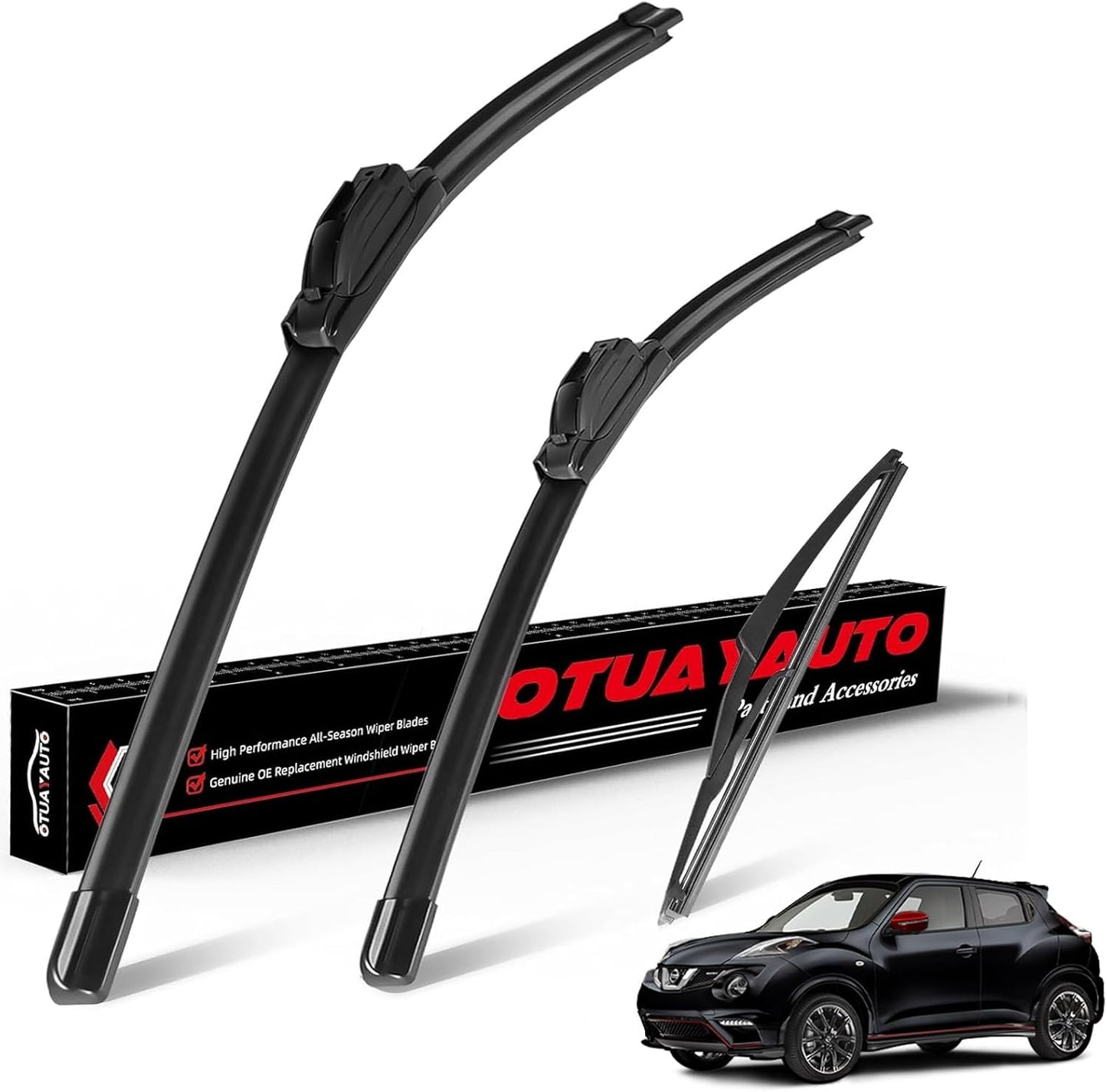 OTUAYAUTO Premium Windshield Wiper Blades - Replacement for Nissan Juke 2011-2017 - Precision Fit, All-Weather Performance, Front and Rear Wiper Blades, J/U Hook - 22"+14"+12" (Pack of 3)