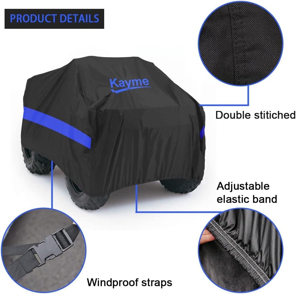 Kayme ATV Cover Waterproof Outdoor Heavy Duty, 4 Wheeler Quad Cover All Weather Rain Snow UV Protection, Fits for Kawasaki, Polaris, Honda, Can-Am,Yamaha, Arctic Cat, Suzuki Etc. (100x43x48 inch)