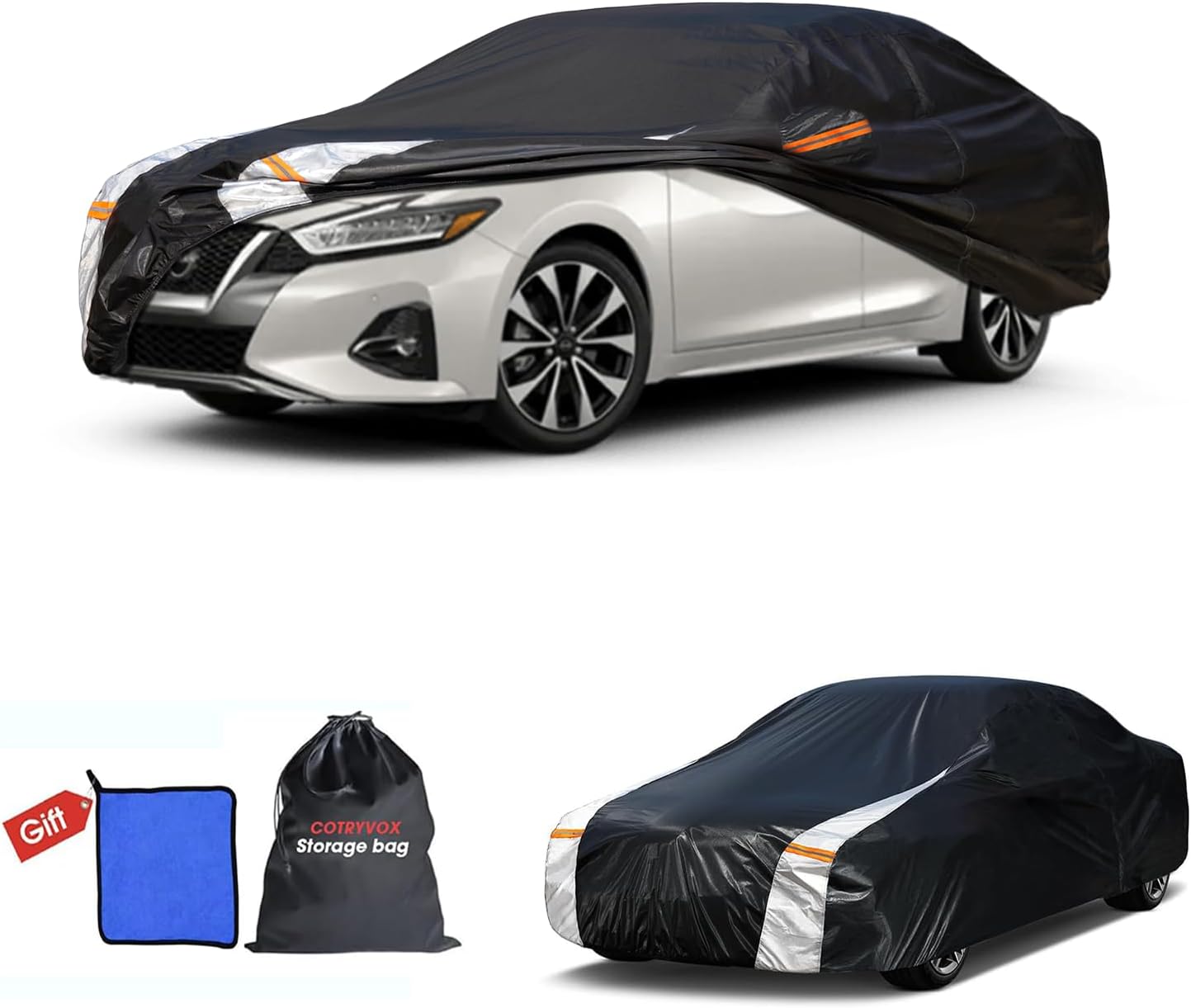 Nissan Maxima Car Cover 100% Waterproof All Weather, Gift with Towel, 10 Sedan Layers Car Cover Custom Fit 1988-2025 Nissan Maxima, Full Exterior Covers Rain Sun UV Protection with Door Zipper.