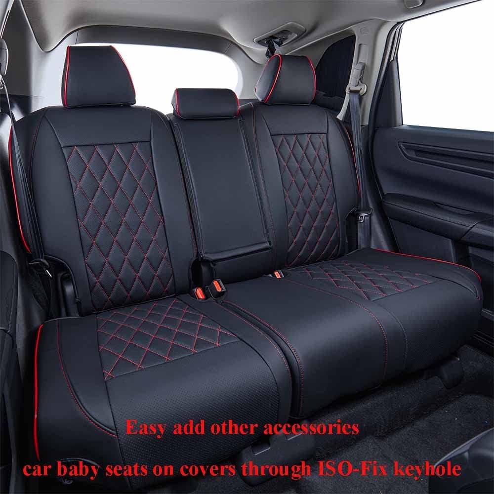 EKR Sportage Seat Covers Custom Fit for KIA Sportage EX,X-Line,SX,SX Prestige,X-pro,X-pro Prestige 2023 2024 2025 2026 Leather Car Seat Cover Full Set - Faux Leather (Black with Red Piping)