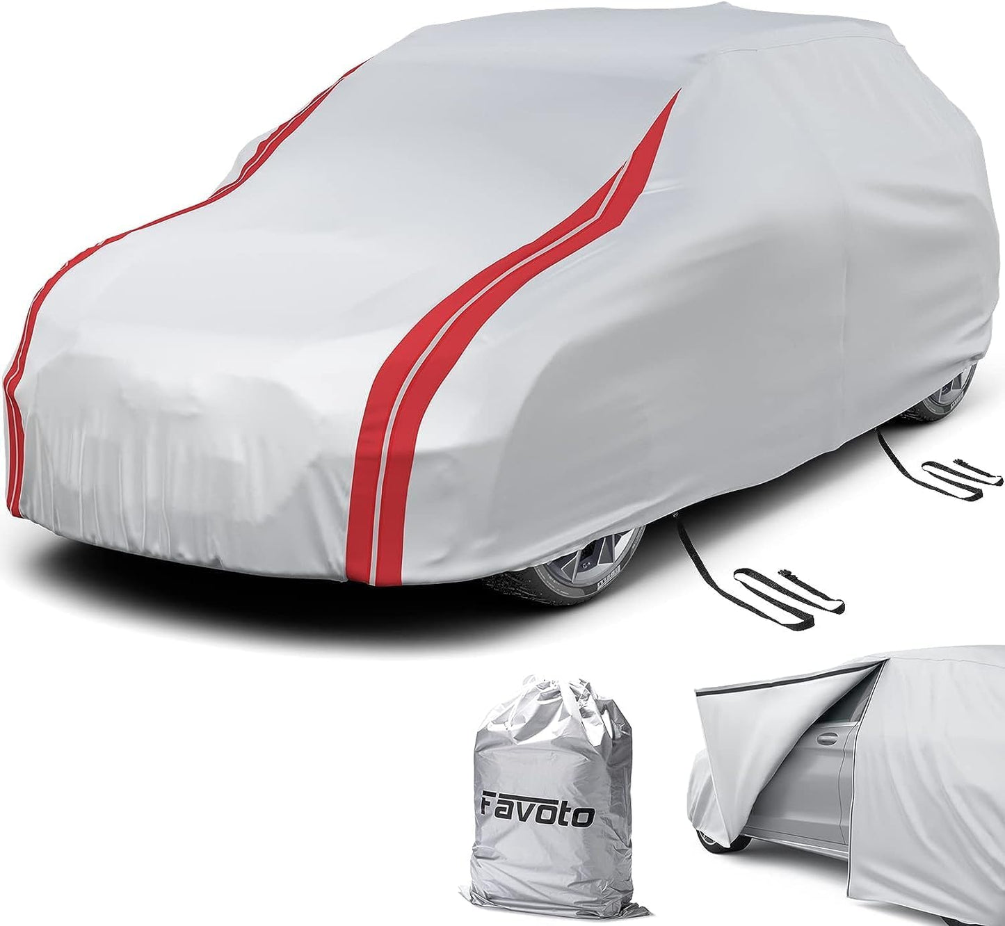 Favoto SUV Car Cover Waterproof - Custom Fit for Subaru Outback (1999-2024) All Weather for Automobiles Outdoor with Reflective Stripe Snow Sun Dust UV Protection Full Exterior Cover
