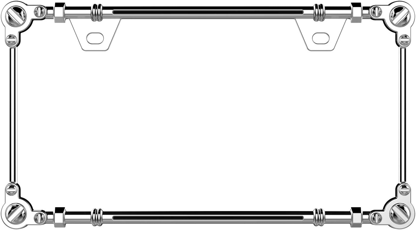 Creathome 3D Chrome License Plate Frames, Pure Zinc Alloy Metal with Screw Pattern