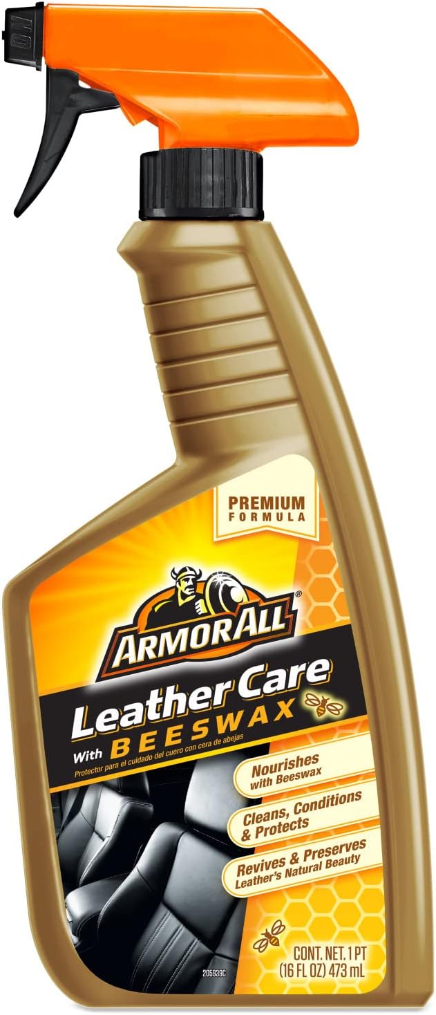 Armor All Car Leather Cleaner Spray, Beeswax Leather Care Spray for Cars, Trucks, Motorcycles, 16 Oz Each (Pack of 2)