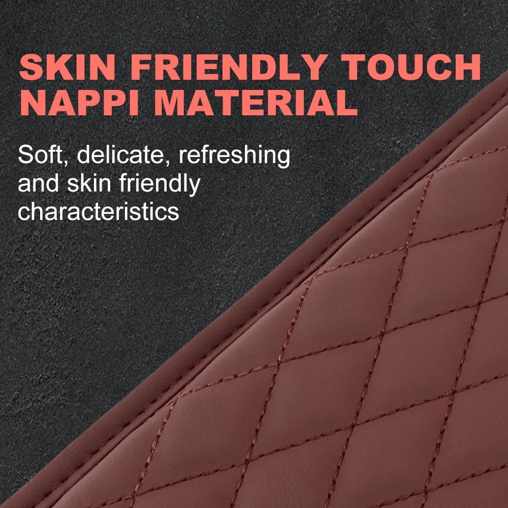 Memory Cotton Leather Car Armrest Box Pad, 2025 New Universal Style Memory Cotton Car Armrest Box Pad, Upgrade Vehicle Seat Box Cushion Protector for SUV Truck (Khaki)