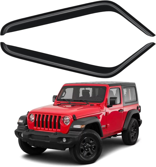 Window Visors Rain Guards for 2007-2018 Jeep Wrangler 2-Door, Out-Channel Window Vent Wind Deflectors Visors Shades for 07-18 Wrangler JK (2-Door ONLY)