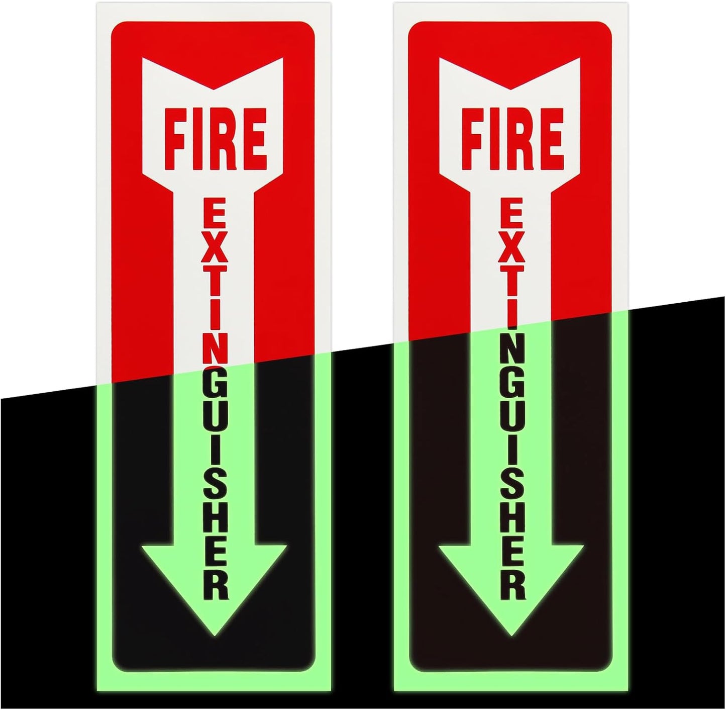 Madrigal Fire Extinguisher Glow in the Dark Sticker Sign,fire extinguisher sign,2Pack-4x12"Premium Self-Adhesive Vinyl for UV, Weather, Scratch, Water and Fade Resistance, Indoor and Outdoor