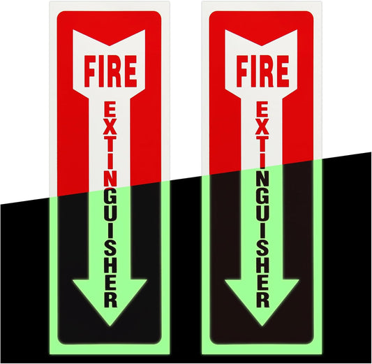 Madrigal Fire Extinguisher Glow in the Dark Sticker Sign,fire extinguisher sign,2Pack-4x12"Premium Self-Adhesive Vinyl for UV, Weather, Scratch, Water and Fade Resistance, Indoor and Outdoor