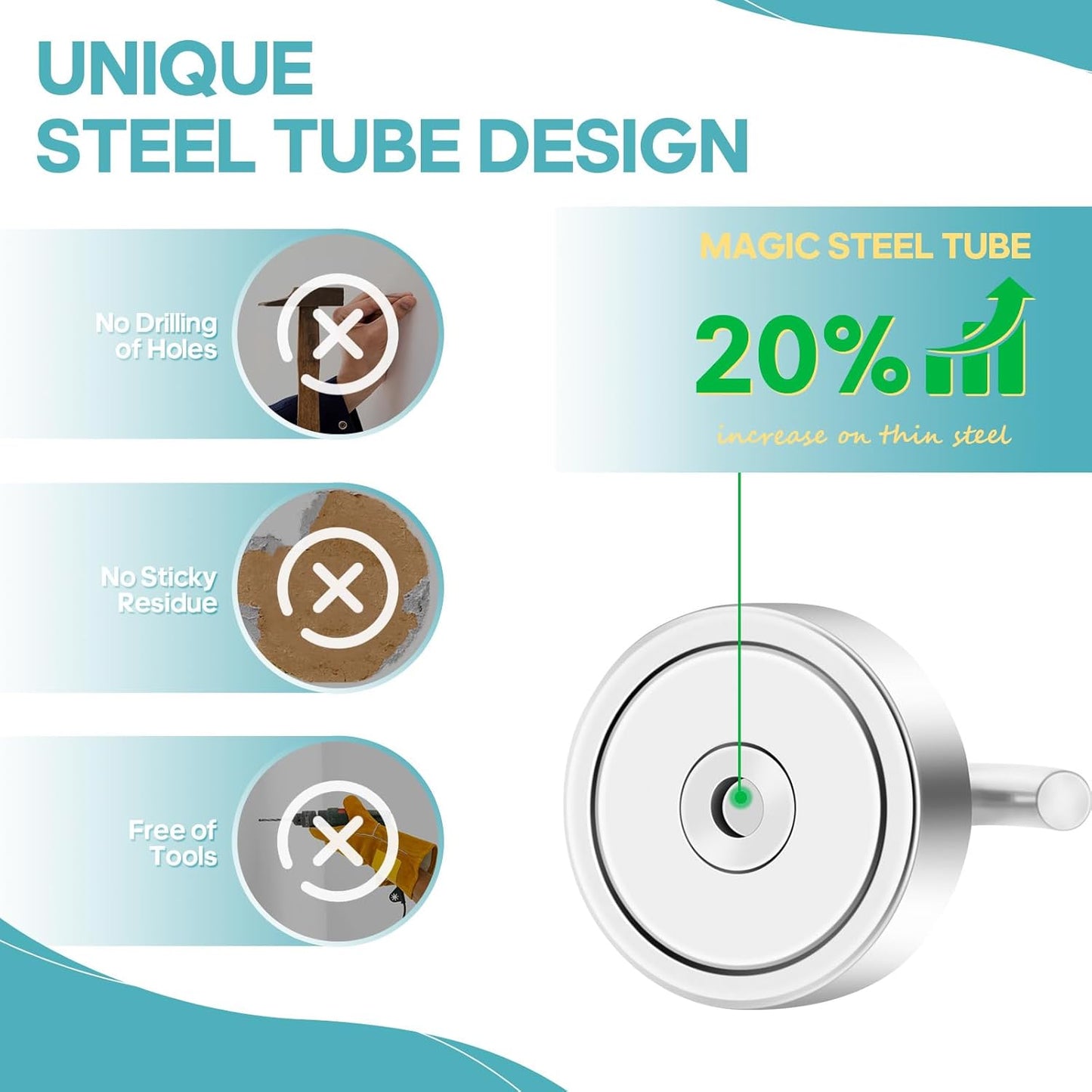 Neosmuk Magnetic Hooks, Cruise Ship Essentials, 40lb+ Heavy Duty Magnetic Hooks for Cruise Cabins, Refrigerator, Grill, Hanging, and Travel | Extra Strong Must-Haves Magnet Hook,Silver,Pack of 10