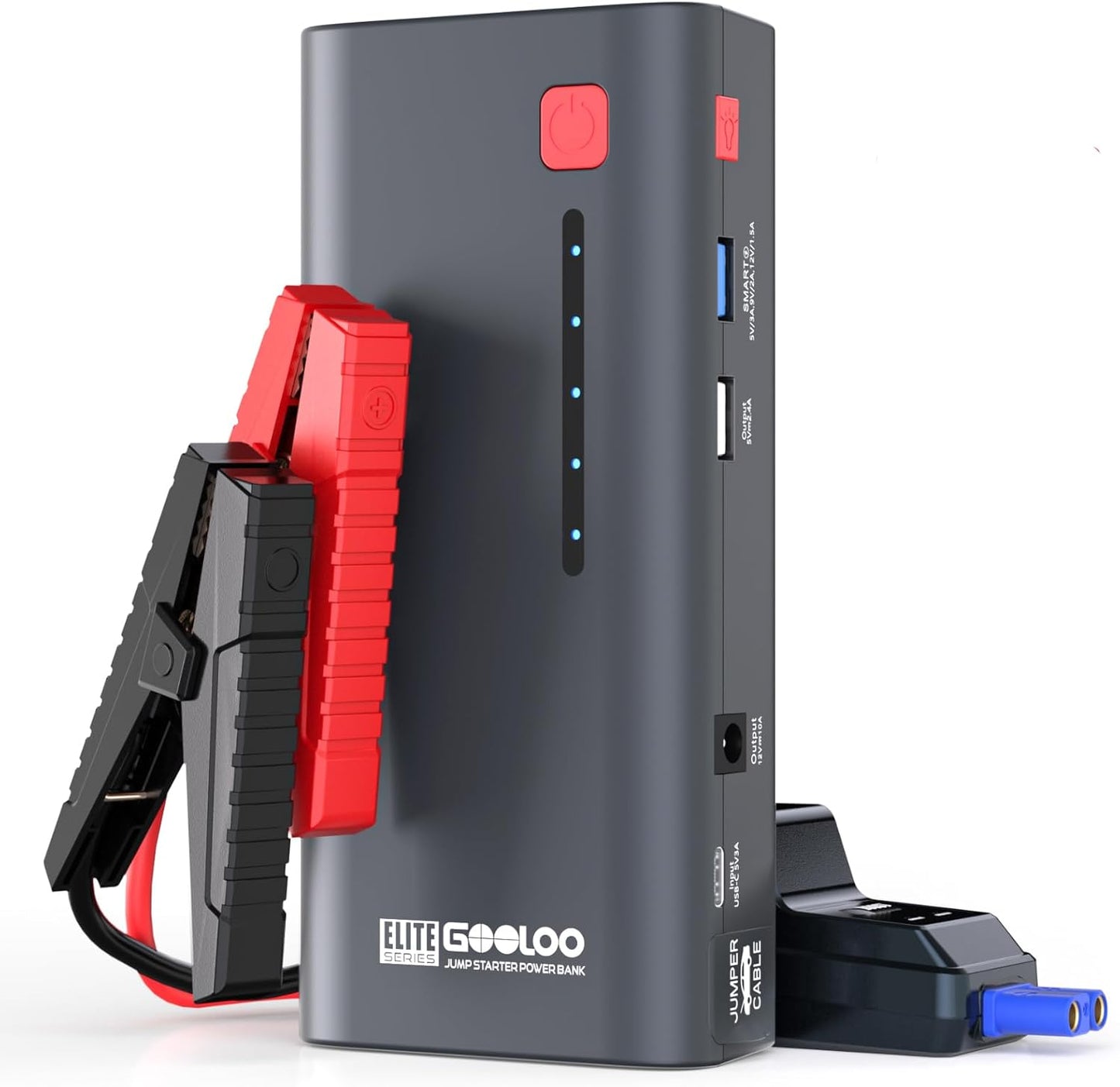 GOOLOO Jump Starter Battery Pack 3000A Peak SuperSafe Car Starter (Up to 8.5L Gas or 6.0L Diesel Engine) with USB Quick Charge and LED Light,12V Lithium Jump Box Booster Portable Charger,Gray