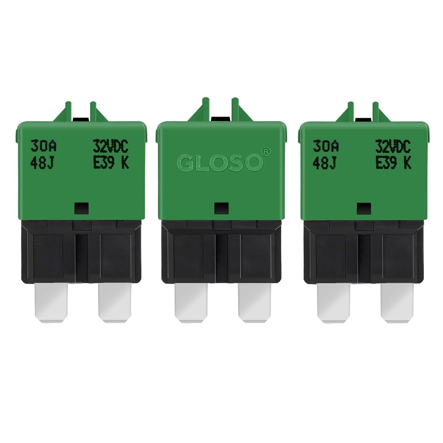 GLOSO Circuit Breaker Fuse E39 (T3) Manual Reset for Car Truck RV Automotive Marine Boat Trolling Motor & Custom Wiring Audio Battery Protection/Low Profile ATC/ATO (30A - 3 Pack)