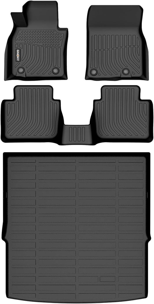GINOWY- Floor Mats & Cargo Liner for Mazda CX50 2023-2025, TPE All Weather Protection 2024 CX50 Car Mats Waterproof Non-Slip Trunk Mat CX-50 Automotive Accessories Black