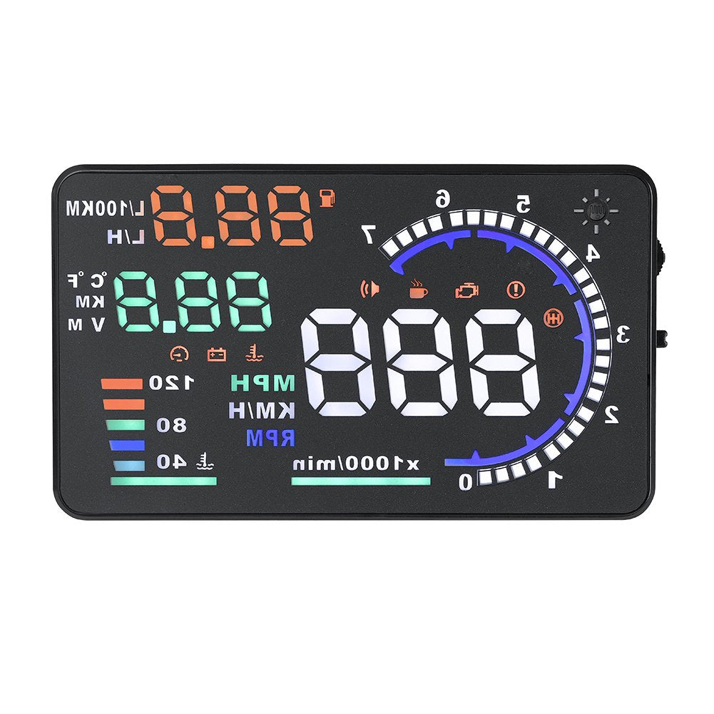VGEBY 5.5'' OBD II Car HUD Auto Windshied Reflective Screen Speed Display Hud Display Car Hud Screen Heads-Up Display Speedometer Fusion 2016