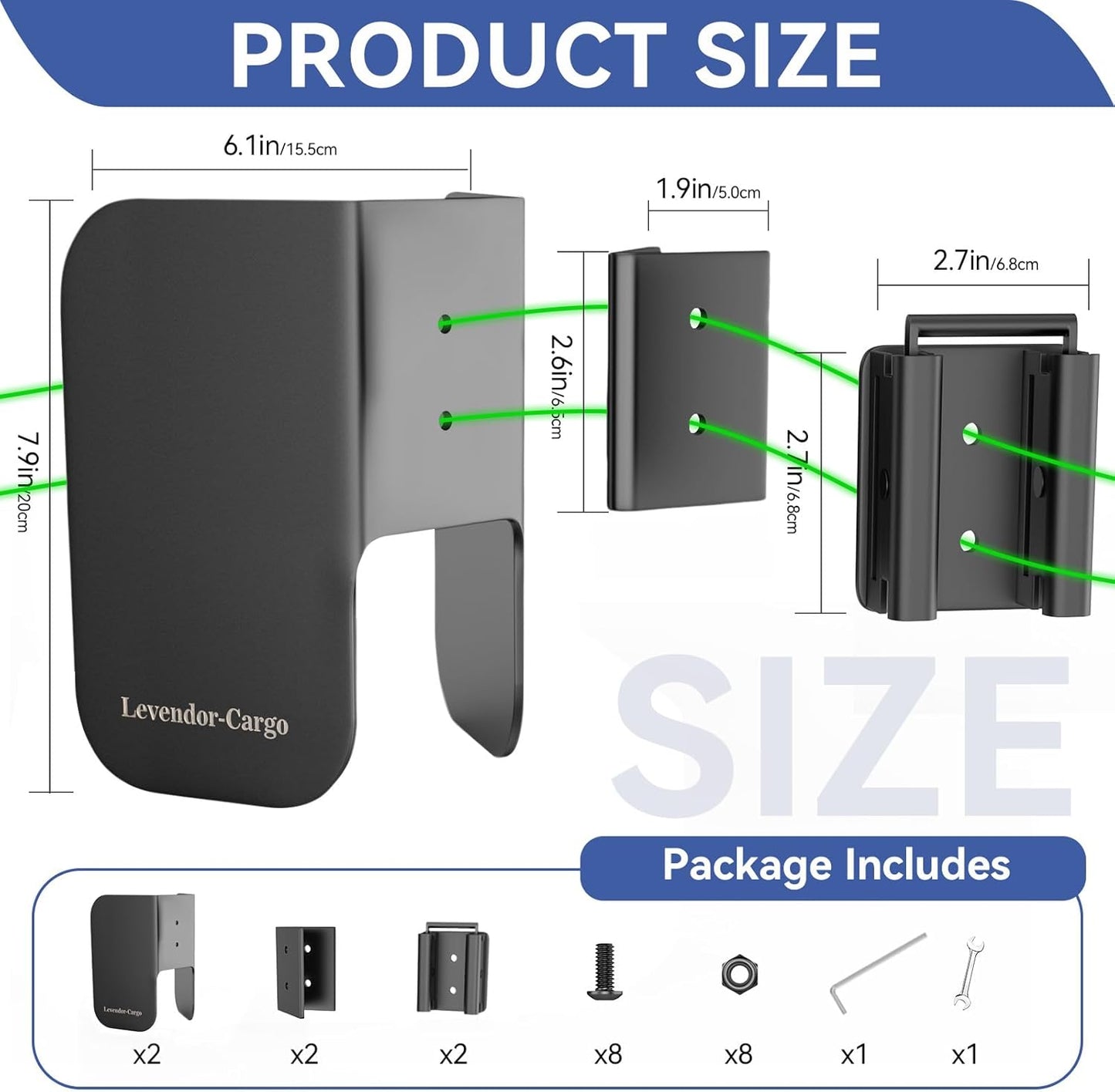 Motorcycle E-Track Wheel Chock,E Track Dirt Bike Wheel Chock fits tire 2" to 6",Heavy Duty 10 Gauge Steel E Track Motorcycle Wheel Chock,Black Dirt Bike Wheel Chocks for Trailer/Garage/Truck(2 Packs)