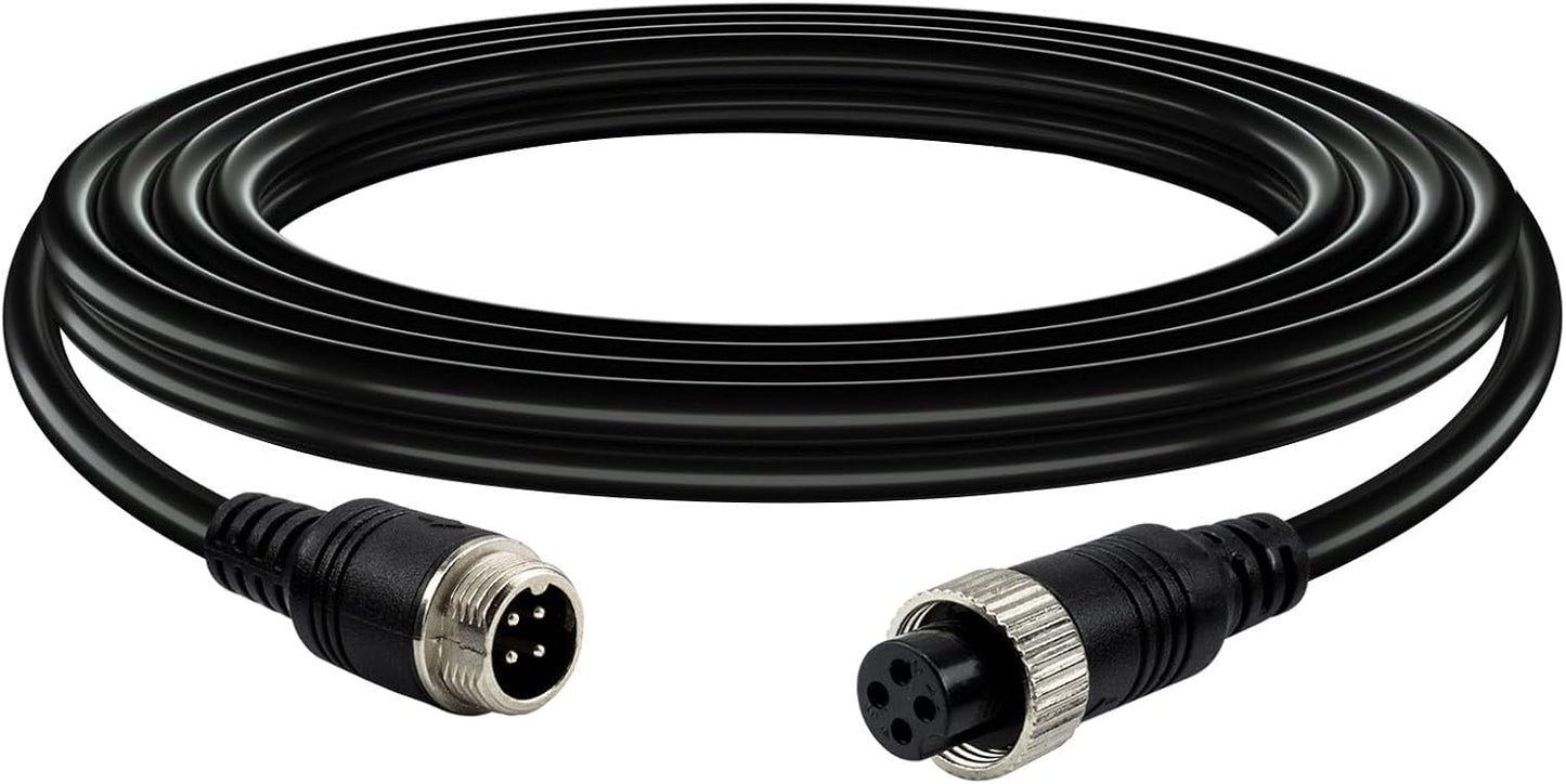 Car Video Extension Cable 4 Pin Aviation Waterproof Shockproof for CCTV Rearview Camera Truck Trailer Camper Bus Motorhome Vehicle Backup Monitor System 16.5Ft/5M
