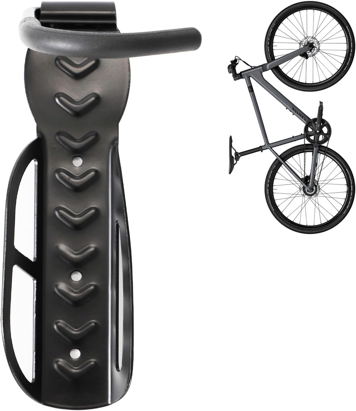 Vertical Bike Rack Wall Mount for Garage–Heavy-Duty Steel Bicycle Hook for Indoor Storage, Space-Saving Holder for Road, Mountain & Hybrid Bikes, Fits Tires Up to 2.6" Wide (1 Pack)