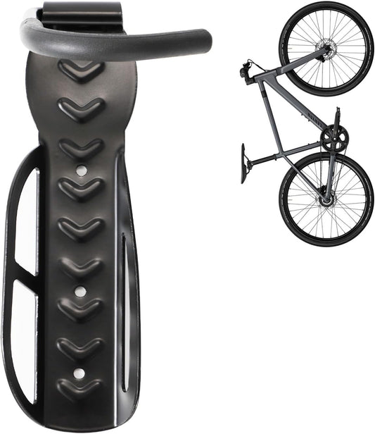 Vertical Bike Rack Wall Mount for Garage–Heavy-Duty Steel Bicycle Hook for Indoor Storage, Space-Saving Holder for Road, Mountain & Hybrid Bikes, Fits Tires Up to 2.6" Wide (1 Pack)