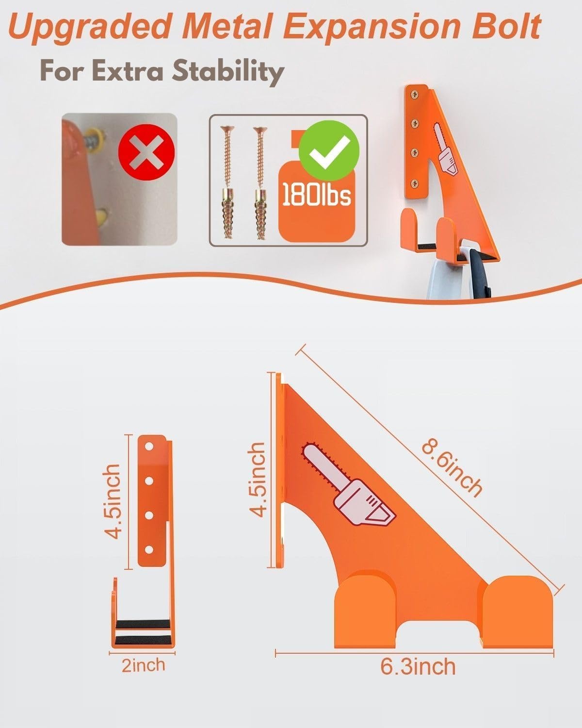 Chainsaw Holder -4 Pack- 180LB Heavy-Duty Alloy Steel Wall Mount Set, Chainsaw Accessories, Universal Fit for Stihl, Husqvarna, Echo Saws, Rust-Proof & Space-Saving Design (Garage, Workshop)