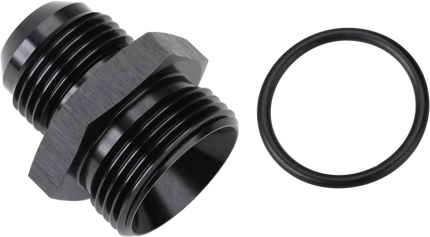 12AN Male Flare to 16AN ORB O-ring Boss Fuel Pump Rail Adapter Fitting Aluminum Black