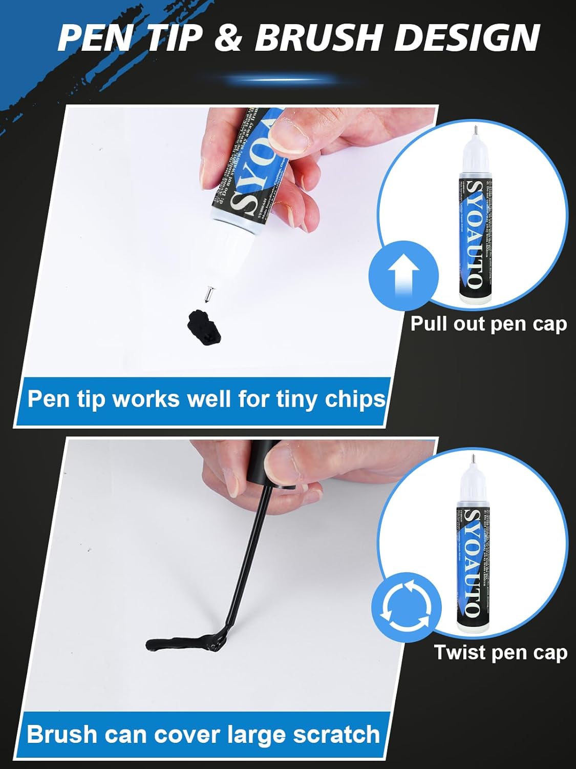 SYOAUTO Gray Car Touch Up Paint Auto Touch Up Paint 0.4 oz Gray Automotive Scratch Repair Pen Brush and Tip 2 in 1