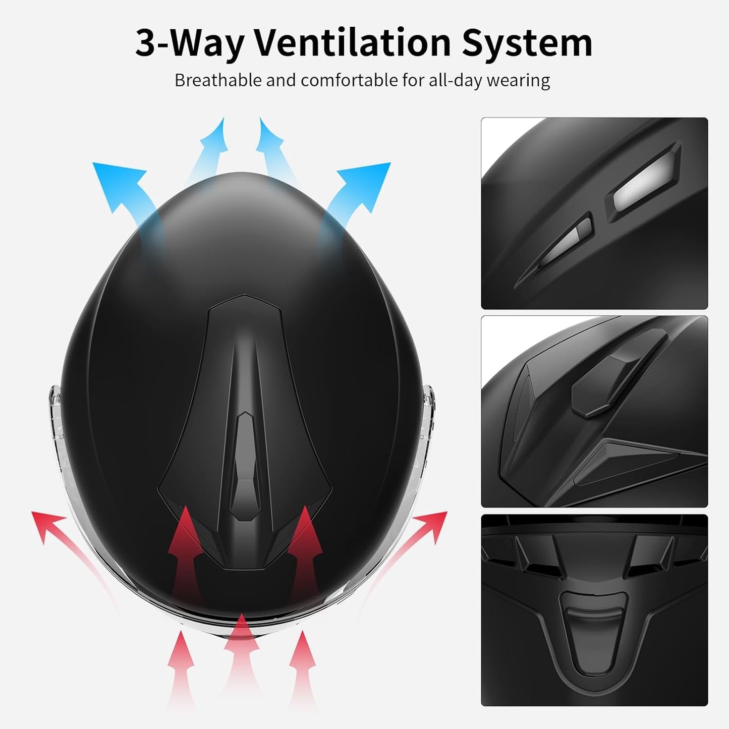Full Face FreedConn Motorcycle Helmet Bluetooth 5.0 Integrated 2 Way Intercom DOT FMVSS-218 Rated Motorbike Helmet Communication with Dual Visor MP3 for Men Women New EPS