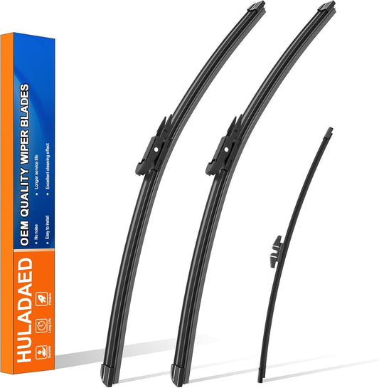 HULADAED® 26'' 22'' 11'' Windshield Wipers Replacement for Ford Explorer 2023-2011,Silicone Front Rear Wiper blades for MY Car-All Weather & Quiet(3 PACK)