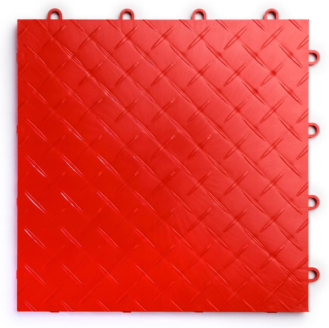 Big Floors RaceDeck Diamond Plate Design, Durable Interlocking Modular Garage Flooring Tile (Red, 24 Pack of 12 x 12" Tiles)