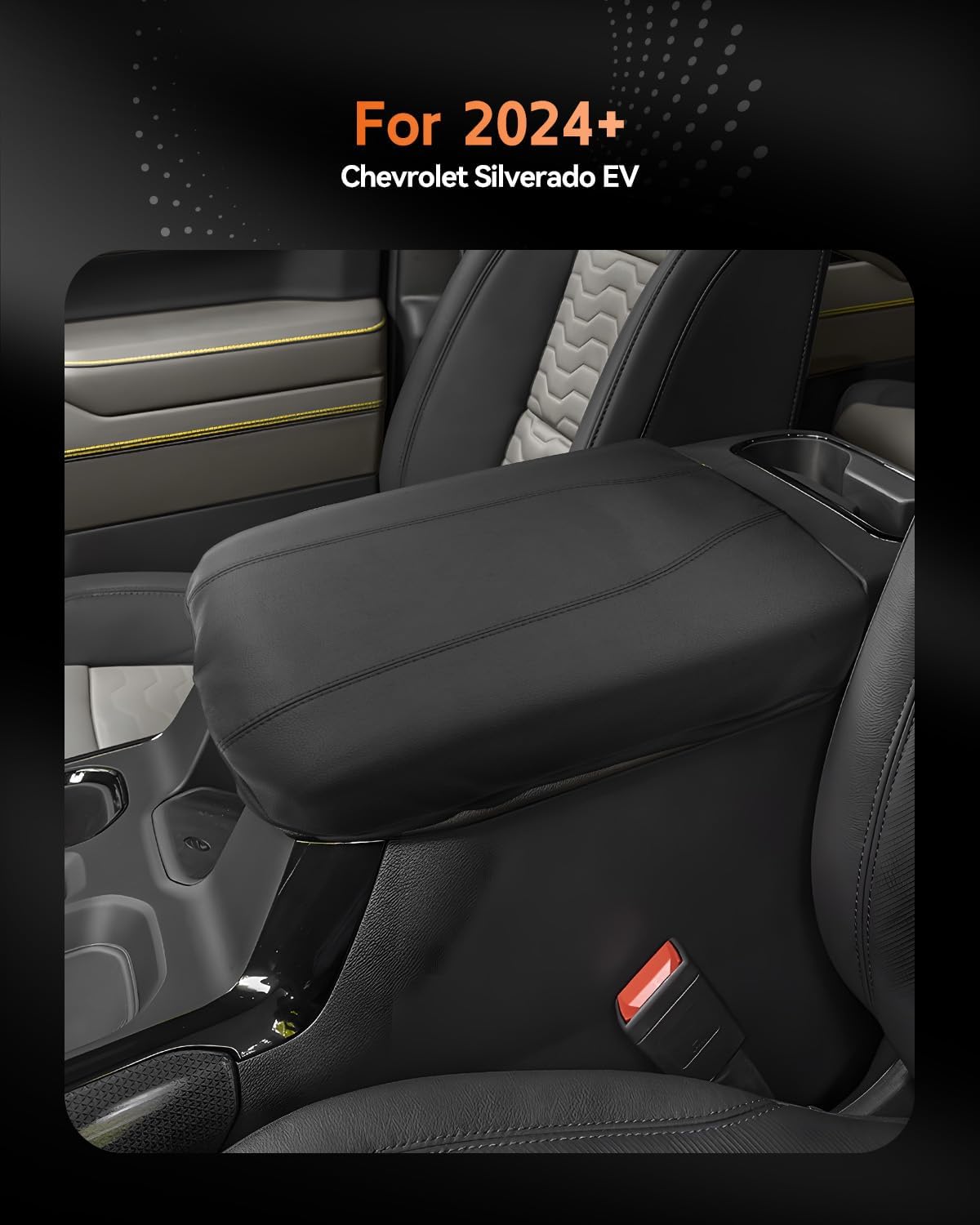 CDEFG for Chevrolet Silverado EV 2024 2025 Center Console Cover Armrest Box Cover for Chevy Silverado EV (Work Truck, LT, RST) Accessories Arm Rest Protector