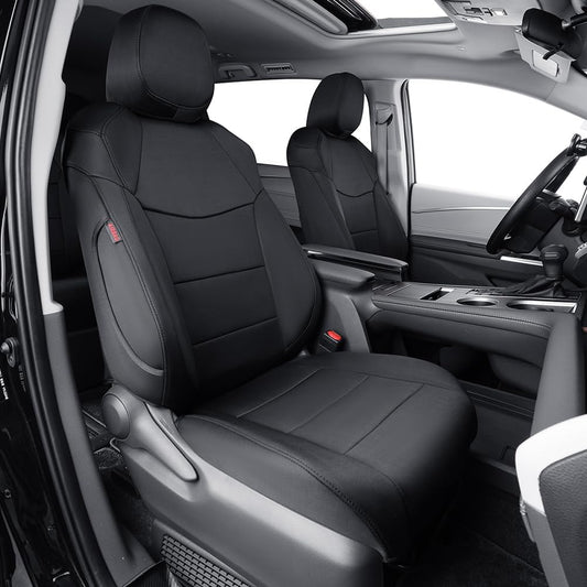 EKR Sienna Seat Covers for 2011-2020 Toyota Sienna XLE,Limited,Limited Premium,7 Seats,2nd Row Captain Seats W/Legrest,Seat Covers for SUV,Automotive Seat Cover Full Set-Three Row,Neoprene (Black)