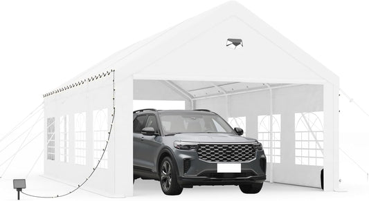 Carports 10X30 Heavy Duty,Car Ports with 180G Removable Side Walls,Carport Canopy,Portable Car Port Garage,Car Shelter All Weather,White