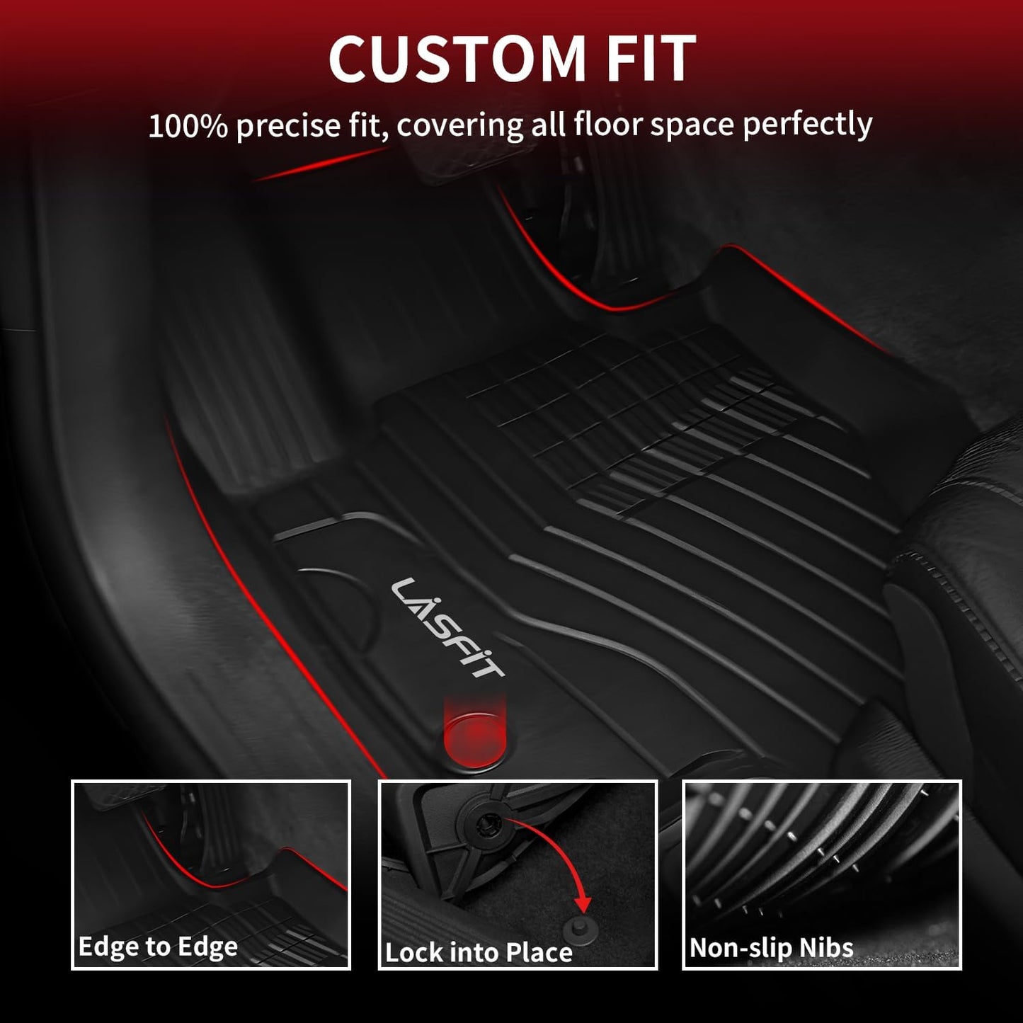 LASFIT Floor Mats for Mercedes Benz GLE SUV 2020-2026 350/450 / 450e / 580/53 AMG / 63 AMG S (Not Fit for Coupe), All Weather TPE Floor Liners Custom Fit GLE Car Mats, 1st & 2nd Row Set, Black