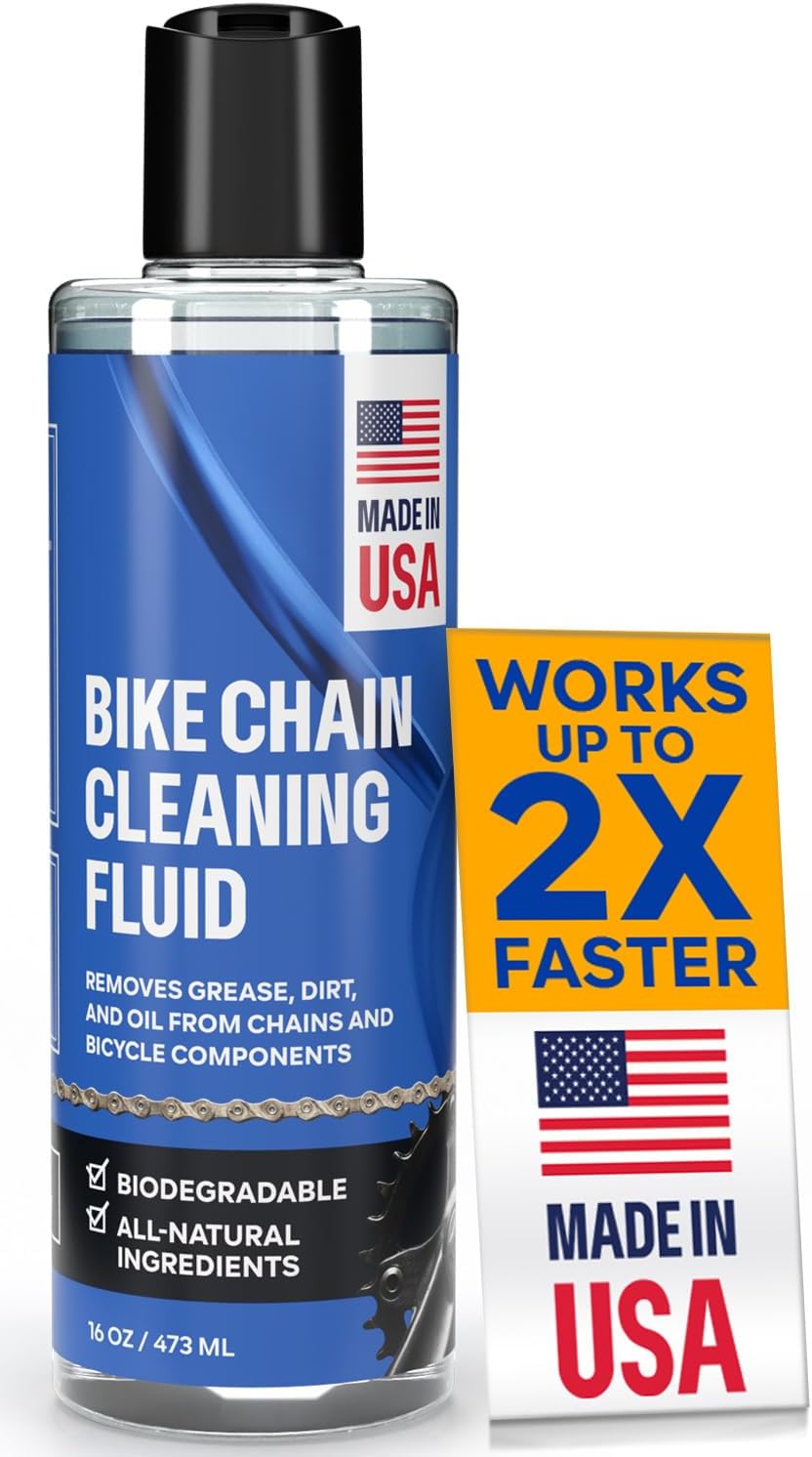 Bicycle Chain & Component Cleaning Fluid - 16oz Chain Degreaser Works in Minutes - Made in USA - Compatible With All Chain Scrubbers Or Apply Directly To Chain - Bike, Motorcycle & Chainsaw Chains