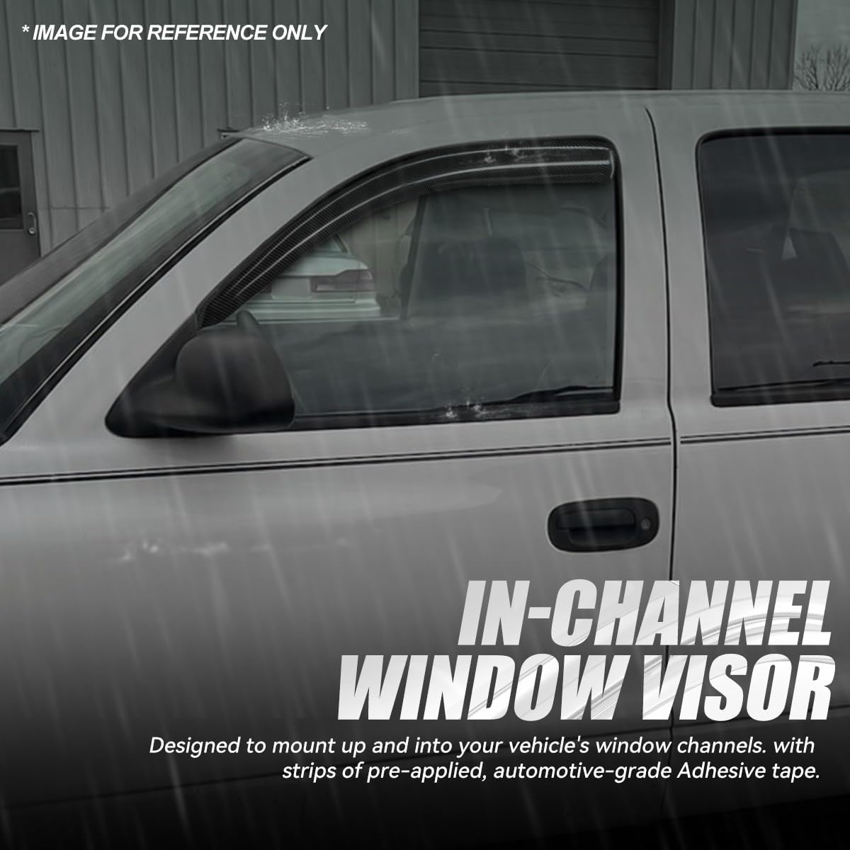 Auto Dynasty 2Pcs Carbon Fiber Pattern Window Visors Compatible with 1997-2004 Dodge Dakota 2-Door, Tape-On Front Window Deflectors Rain Guards Sun Wind Air Side Vent Shade, Glossy Black