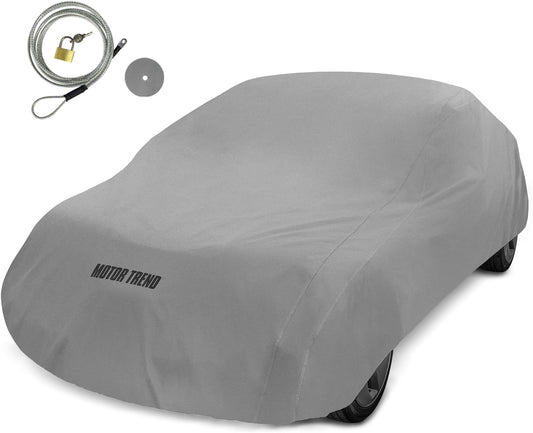 Motor Trend Breathable Lightweight Car Cover, Anti-Moisture Build-Up Water-Resistant Scratch-Resistant Travel-Friendly, Universal Fit for Cars SUVs Trucks Vans All-Weather Outdoor/Indoor, (XXL) 228" L