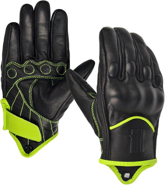 Harssidanzar Women's Motorcycle Gloves,Leather Motorcycle Gloves, Motorbike Gloves, Road Racing, Cycling, Climbing, Powersports Gloves Touchscreen GL016