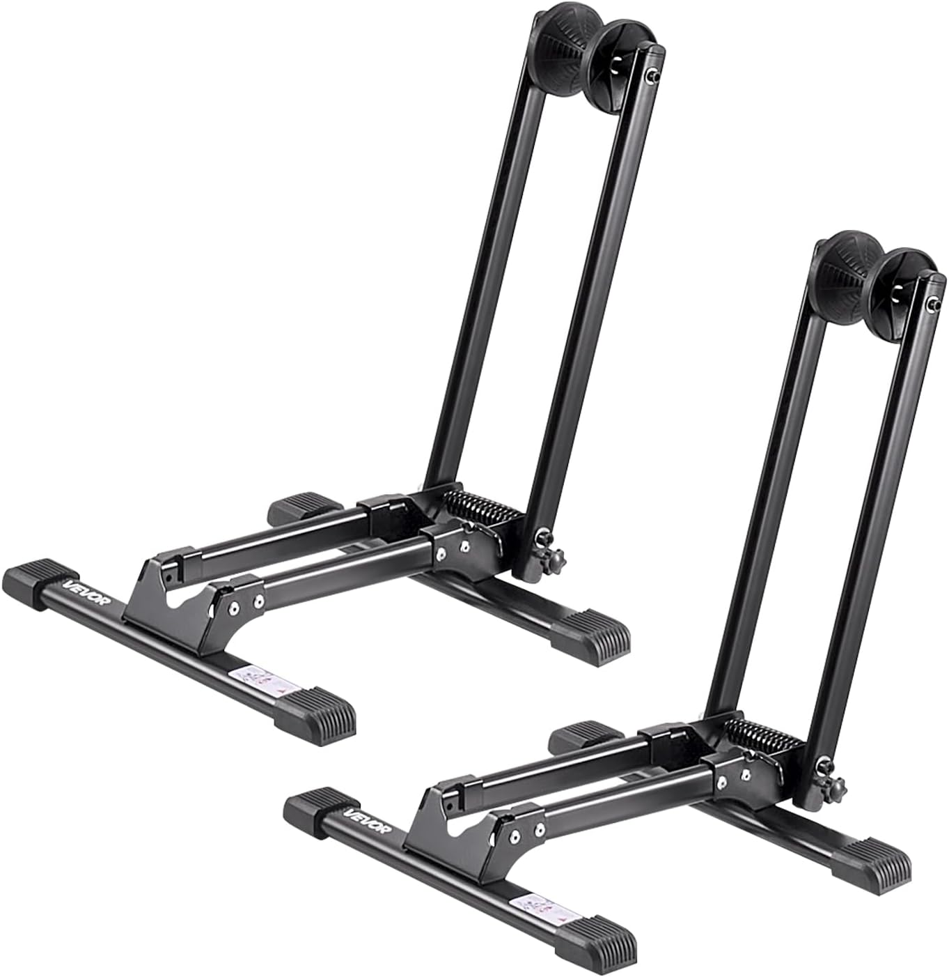 VEVOR Bike Racks 2 Pack, Fits 20 to 29 Inch Mountain & Road Bikes, Alloy Steel Rust-Resistant Bike Floor Stand Rack, Foldable Bicycle Stand for Entryway, Garage, Home Bikes Parking & Storage, Black