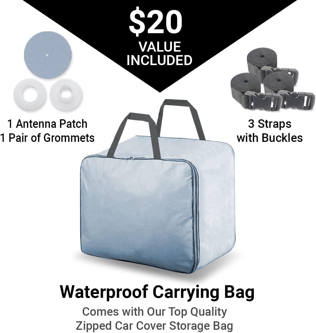 iCarCover Premium Car Cover for 1971-1977 Pontiac Ventura II Heavy Duty Waterproof All-Weather Automobiles Custom Fit Indoor Outdoor UV Snow Protection Covers with Straps and Bag