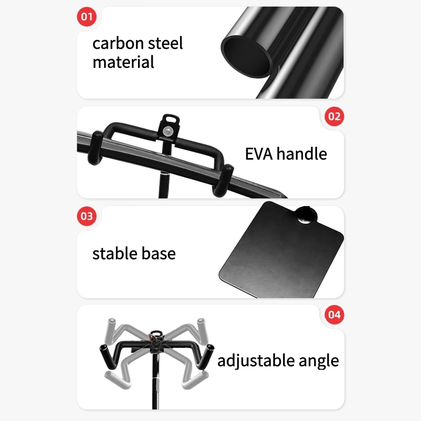 Rcool Carbon Steel Bike Stand,Adjustable 24-51in,Home Garage Parking Rack,Stable Anti-Slip,Durable Install,Frame Protection,Space-Saving，Black