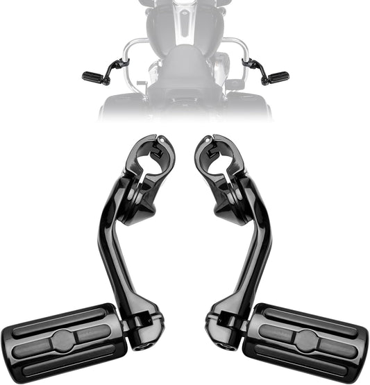 Motorcycle Adjustable Highway Pegs,1.25" Highway Foot Pegs for Harley Davidson Touring Road King Road Glide Street Glide Electra Glide Dyna Sportster Softail fits 32mm Engine Guard, Black