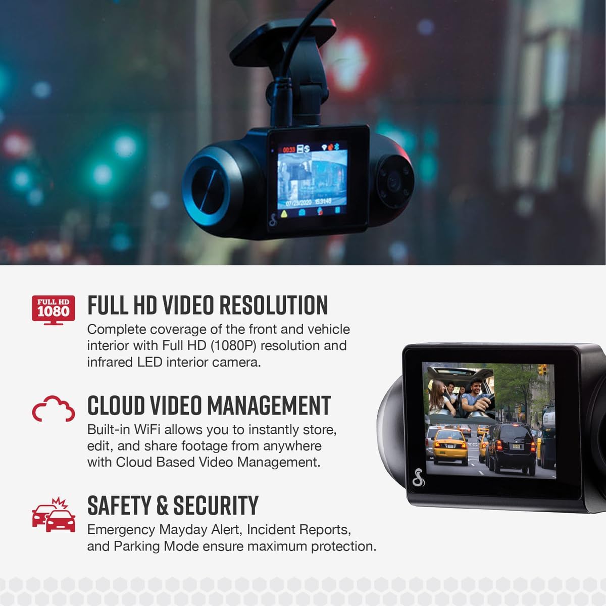 Cobra Smart Dash Cam with Interior Cam (SC 201) - Full HD 1080P Resolution, Built-in WiFi & GPS, Live Police Alerts, Incident Reports, Emergency Mayday, Drive Smarter App, 16GB SD Card Incl.