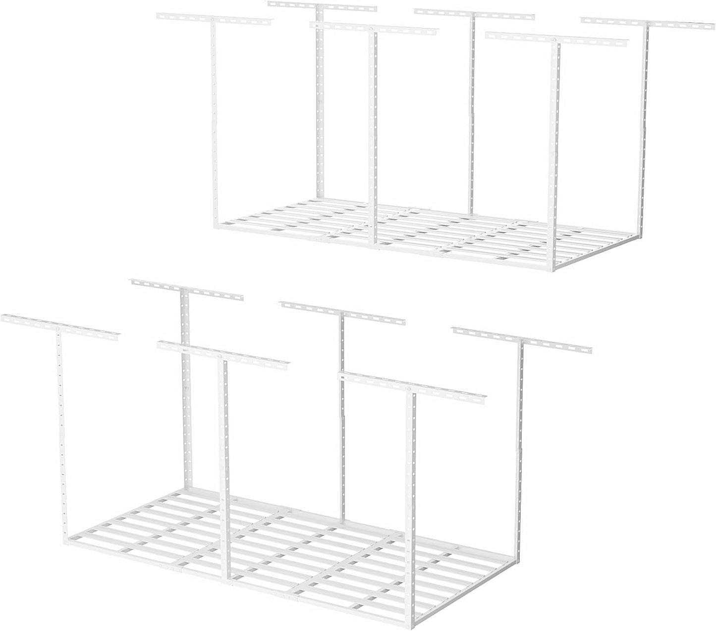 SunsGrove 3x6 Garage Storage Overhead Rack Organization, Adjustable Ceiling Mounted Storage Racks, 800LBS Weight Capacity, 22"-40" Ceiling Dropdown, 2 Pcs, White