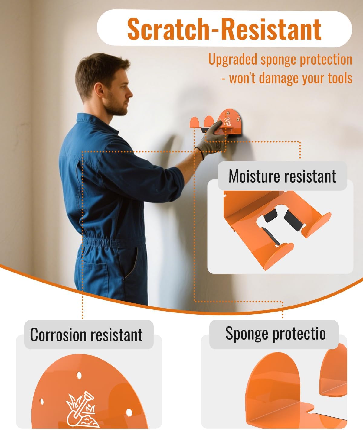 Weedeater Rack & Garden Tool Hanger - 180LB Heavy-Duty Alloy Steel Wall Mount Set, for Stihl Power Tools, Grass Trimmer, Garden Tools, Space-Saving Storage for Garage, Shed, Workshop