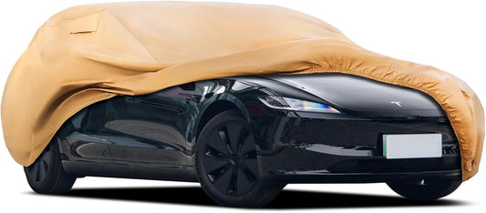 Heavy Duty Outdoor Car Cover Custom Fit for Tesla Model 3, Windproof All Weather Waterproof Sun Rain UV Dust Snow Protection Outdoor Car Covers