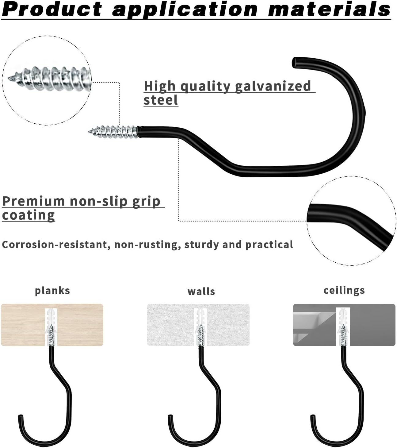 Bike Hooks Heavry Duty 12 Pack,Bicycle Storage Hanger Screw in Ceiling Hooks,Utility Hooks for Wall,Garage,Garden Organization and Storage,Fits Hanging All Bike Types,Bicycle Storage Hooks