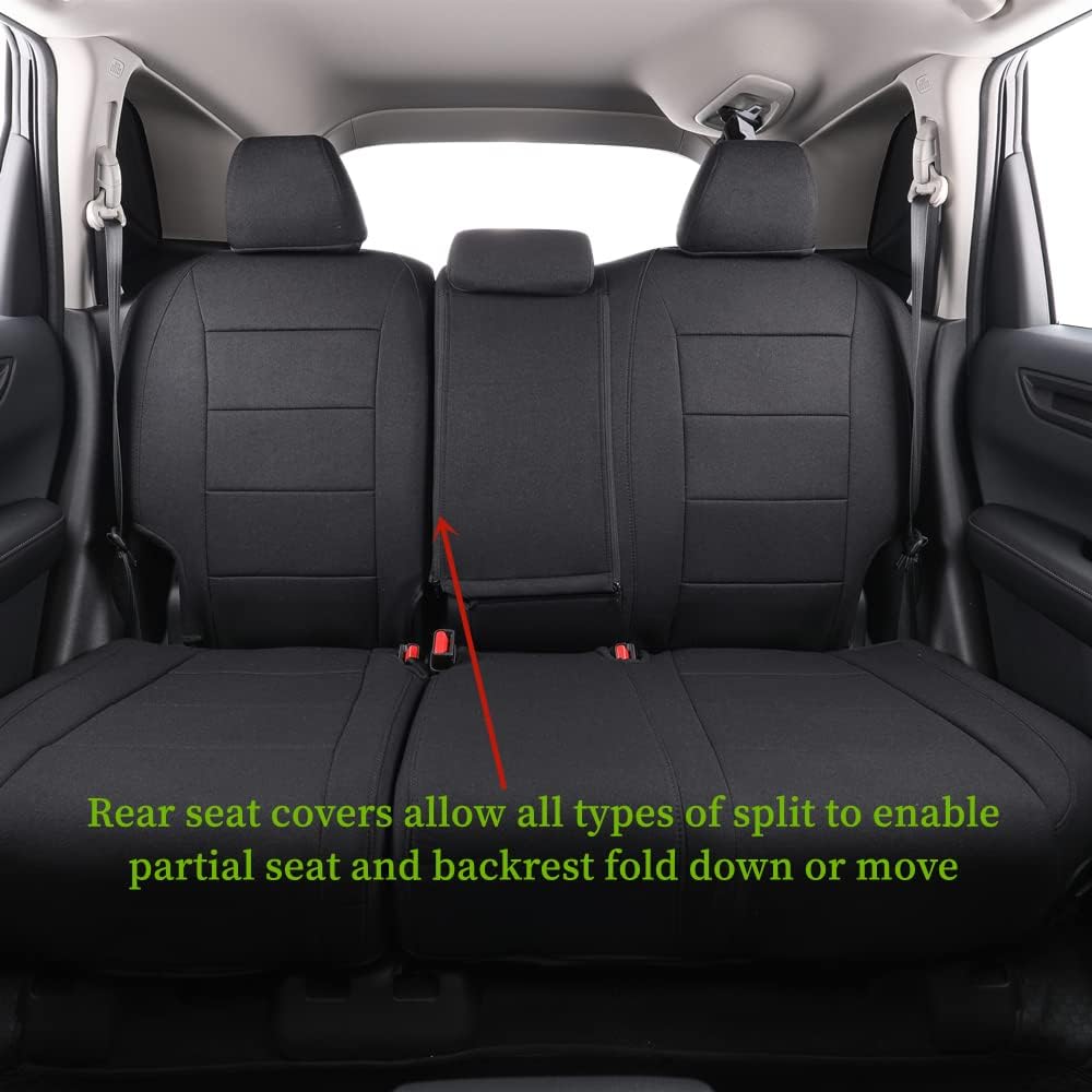 coverdream CRV Seat Covers Custom Fit for 2017-2021 2022 Honda CRV LX, EX, SE, EX-L,Touring,Hybrid,Full Coverage Polyester Car Seat Protector(Full Set,Black)
