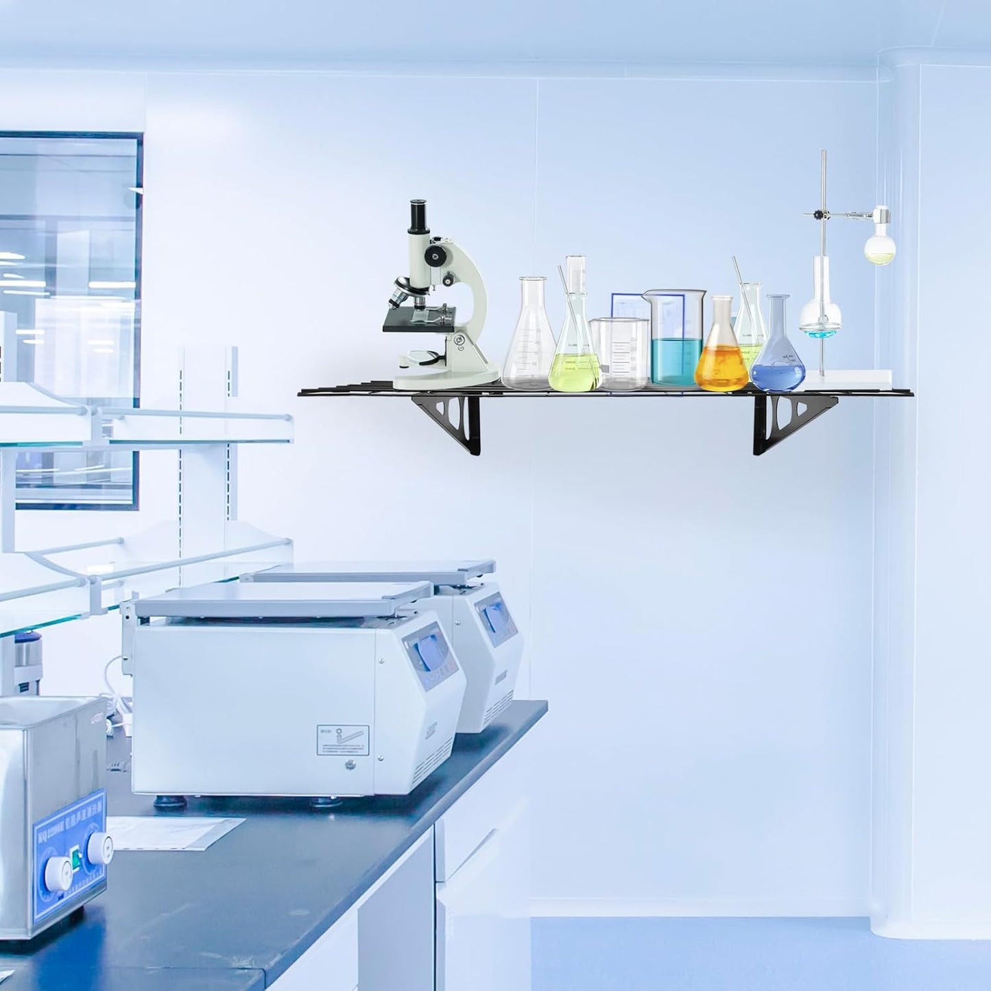 2 Pack 2x6 FT Garage Shelving Wall Mounted, 24x70 inch Floating Shelves, Heavy Duty Storage Rack, Black 440lbs Each Floor Bearing