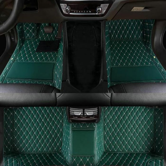 TAHALICustom Colors Car Floor Mats Black Pink for 99.9% Sedan SUV Sports， All-Weather Liners Car Floor mat，Luxury Leather Automotive Floor Mats (Green-,3D Floor Mats)