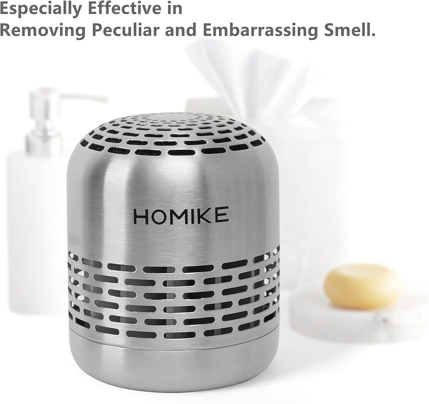 HOMIKE Refrigerator Deodorizer, Odor Eliminator,Last up to 10 Years for Car,Closet,Shoes Cabinet,Fridge and Freezer,Outperforms Baking Soda and Activated Carbon(Stainless Steel)